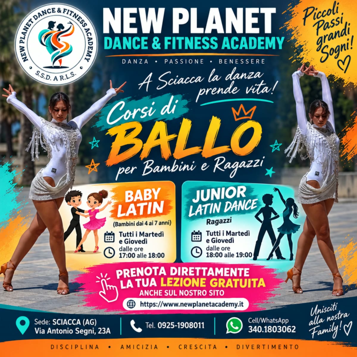 Corsi di ballo per bambini e ragazzi: Baby Latin (4-7 anni) e Junior Latin Dance (ragazzi), ogni martedì e giovedì